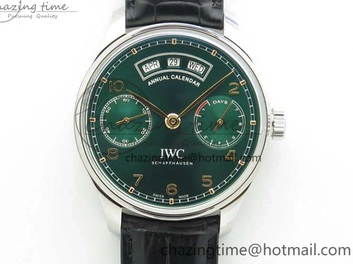 MIROTIME 0212 Portuguese Real PR Real Annual Calendar IW503510 ZF 1:1 Best Edition Green Dial on Black Leather Strap A QuickDry 7097